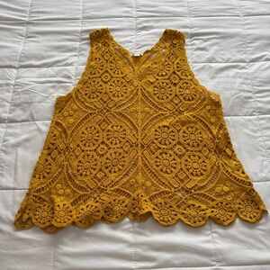 Ultra Pink Mustard Crochet Tank Size XL
